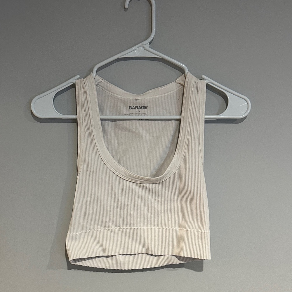 Garage ivory Ribbed Crop Tank